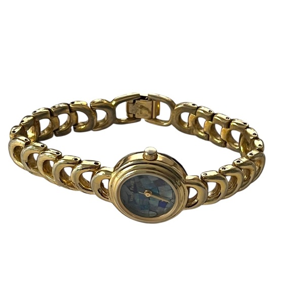 WORKS Vintage Vanity Fair II by Gruen Womens Writst Watch Gold Blue Mermaid - Picture 3 of 7
